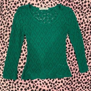 Green 3/4 Sleeve Knit Blouse